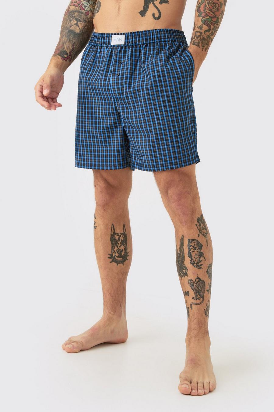 Checked Woven Boxers In Black image number 1