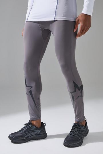 P-Star Active Base Layer Leggings With Star Print charcoal