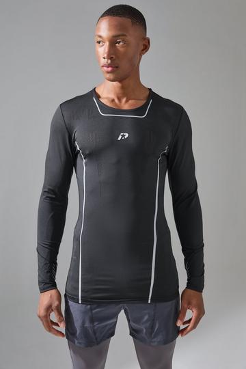 Black P-Star Active Muscle Fit Moto Base Layer T-Shirt