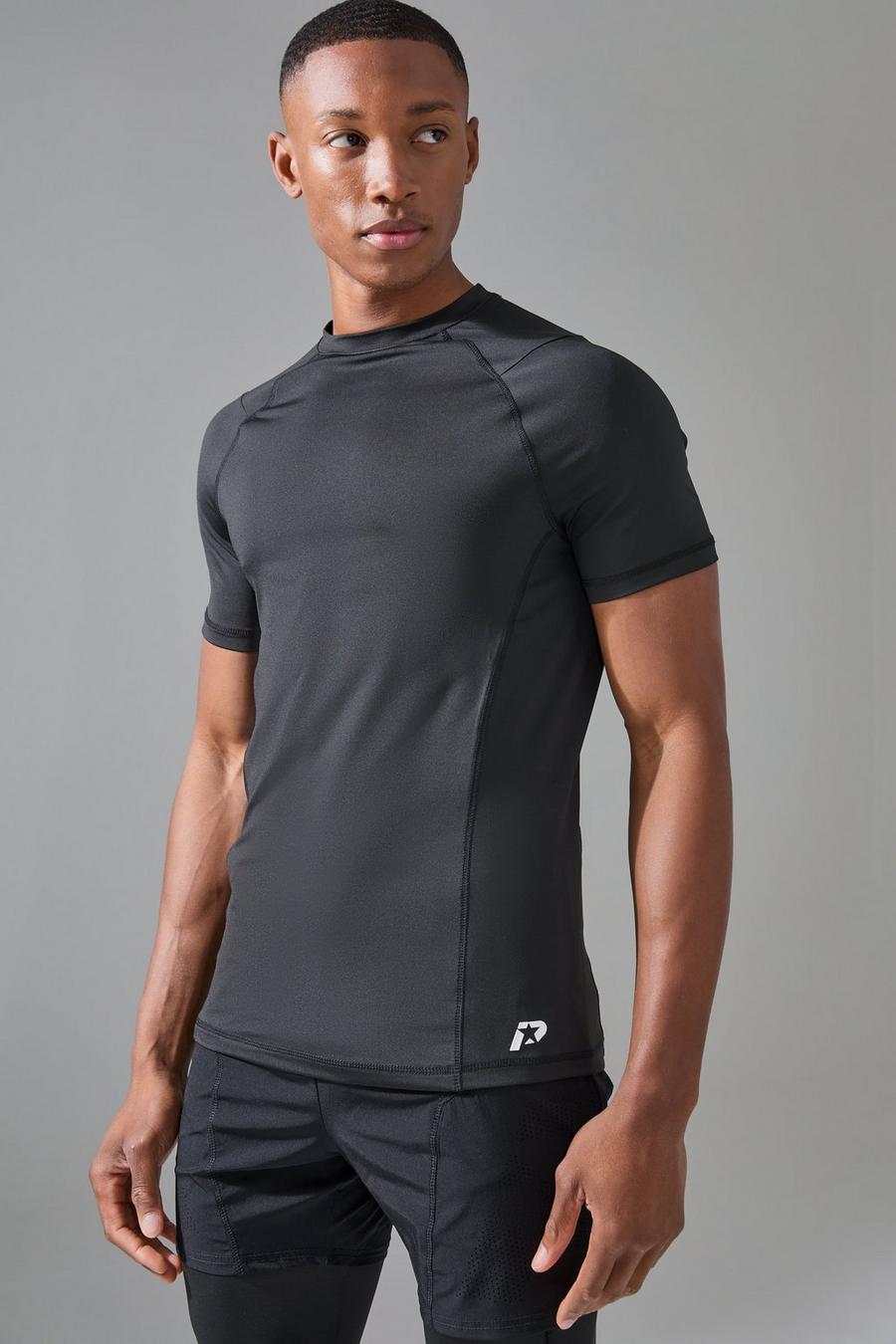 Camiseta de ranglán ajustada al músculo con estampado Gunna Active, Black image number 1