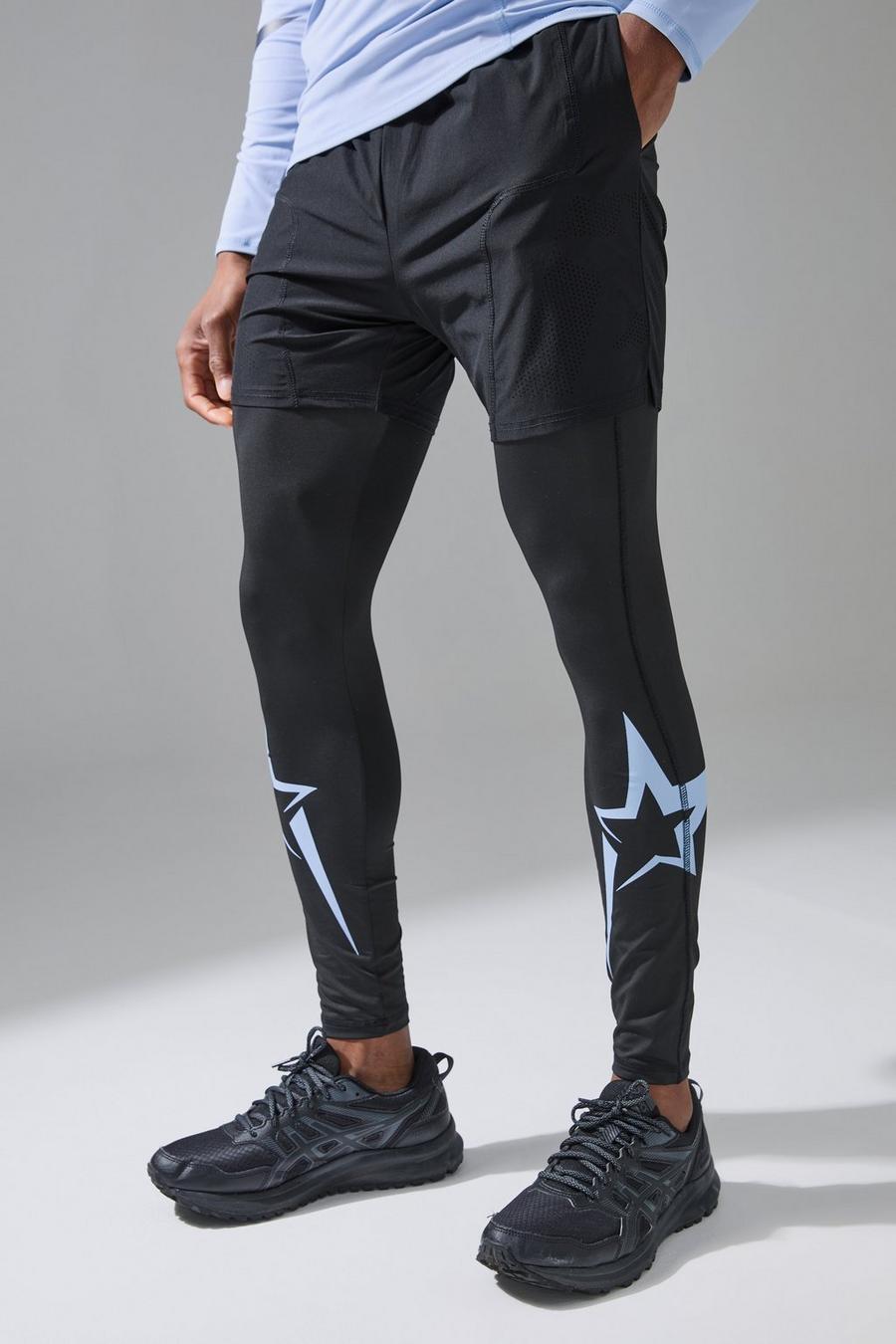 Pantalón corto de tela elástica con estampado Gunna Active, Black