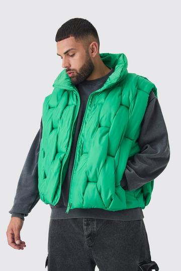 Plus Gewatteerde Boxy Hand Inslag Bodywarmer In Groen green