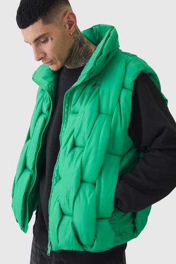 Tall Gewatteerde Boxy Hand Inslag Bodywarmer In Groen green