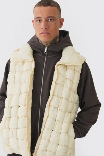 Tall Gewatteerde Boxy Hand Inslag Bodywarmer stone