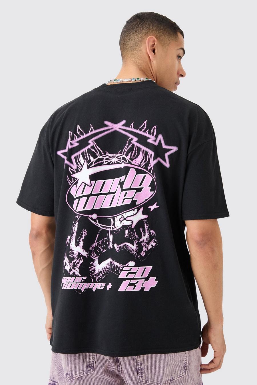 Oversize T-Shirt mit Astronaut-Print, Black image number 1