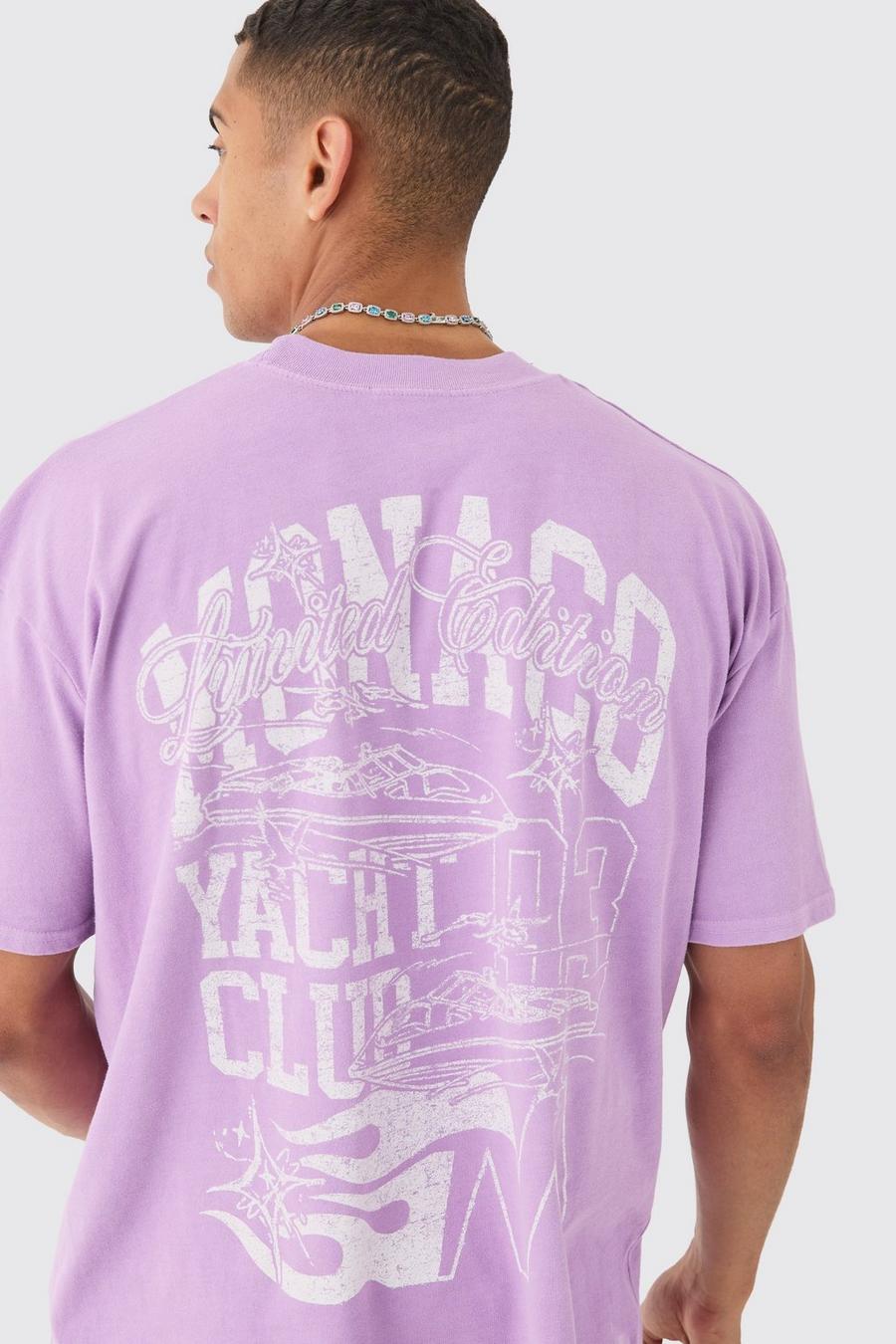T-shirt oversize in lavaggio con grafica Monaco, Pink image number 1