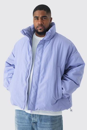 Grande taille - Manteau oversize matelassé à col montant lilac