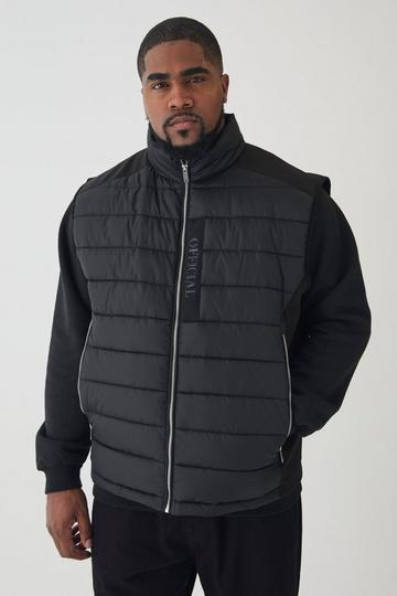 Plus Official Funnel Neck Puffer Gilet In Black black