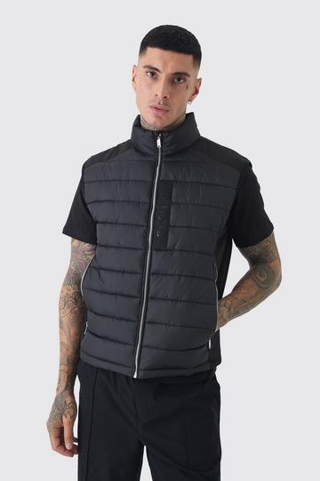 Tall Official Funnel Neck Puffer Gilet In Black black