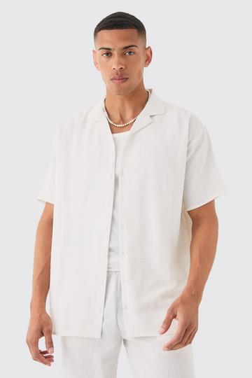 Oversized Linen Look Revere Shirt white