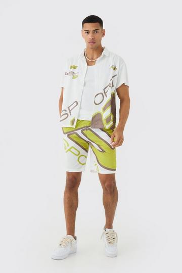 Boxy Mesh Moto Sport Shirt & Short white