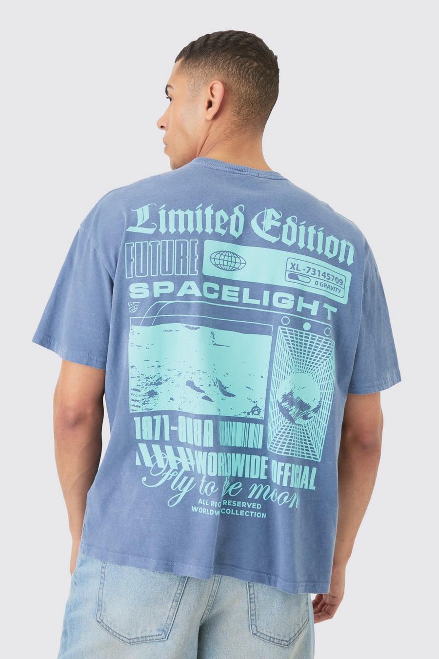 T-shirt oversize à imprimé lune, Blue image number 1