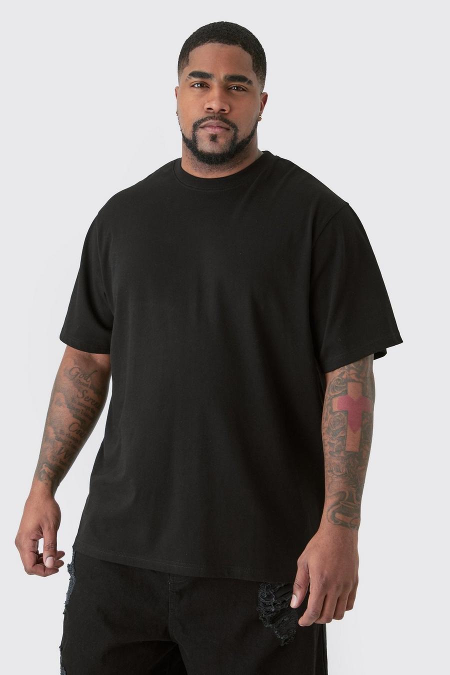 Grande taille - T-shirt large basique à col rond, Black