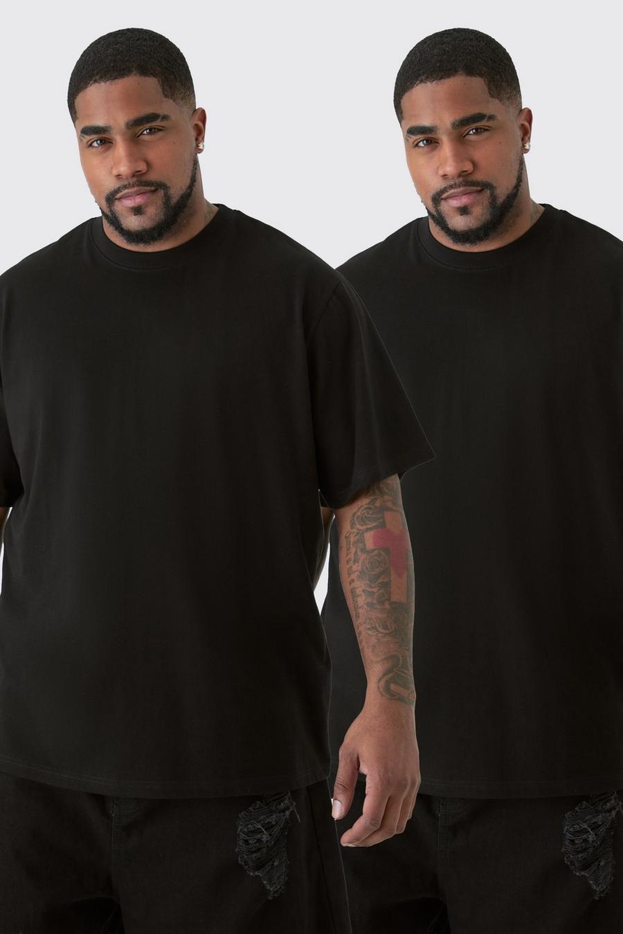 Grande taille - Lot de 2 t-shirts basiques, Black