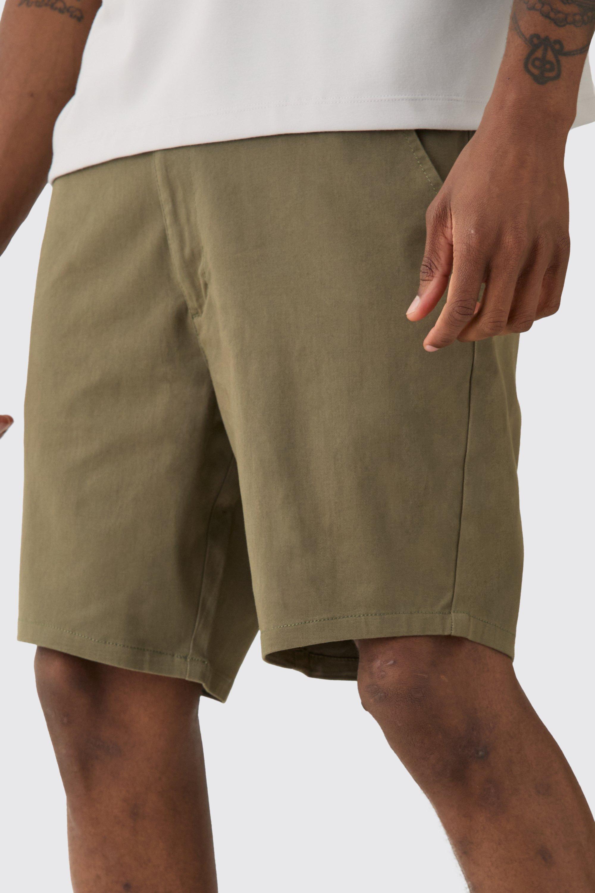 Mens skinny khaki shorts deals
