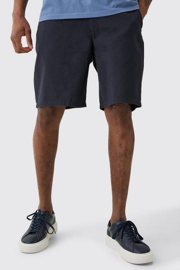 Tall Marineblauwe Baggy Shorts Met Tailleband navy