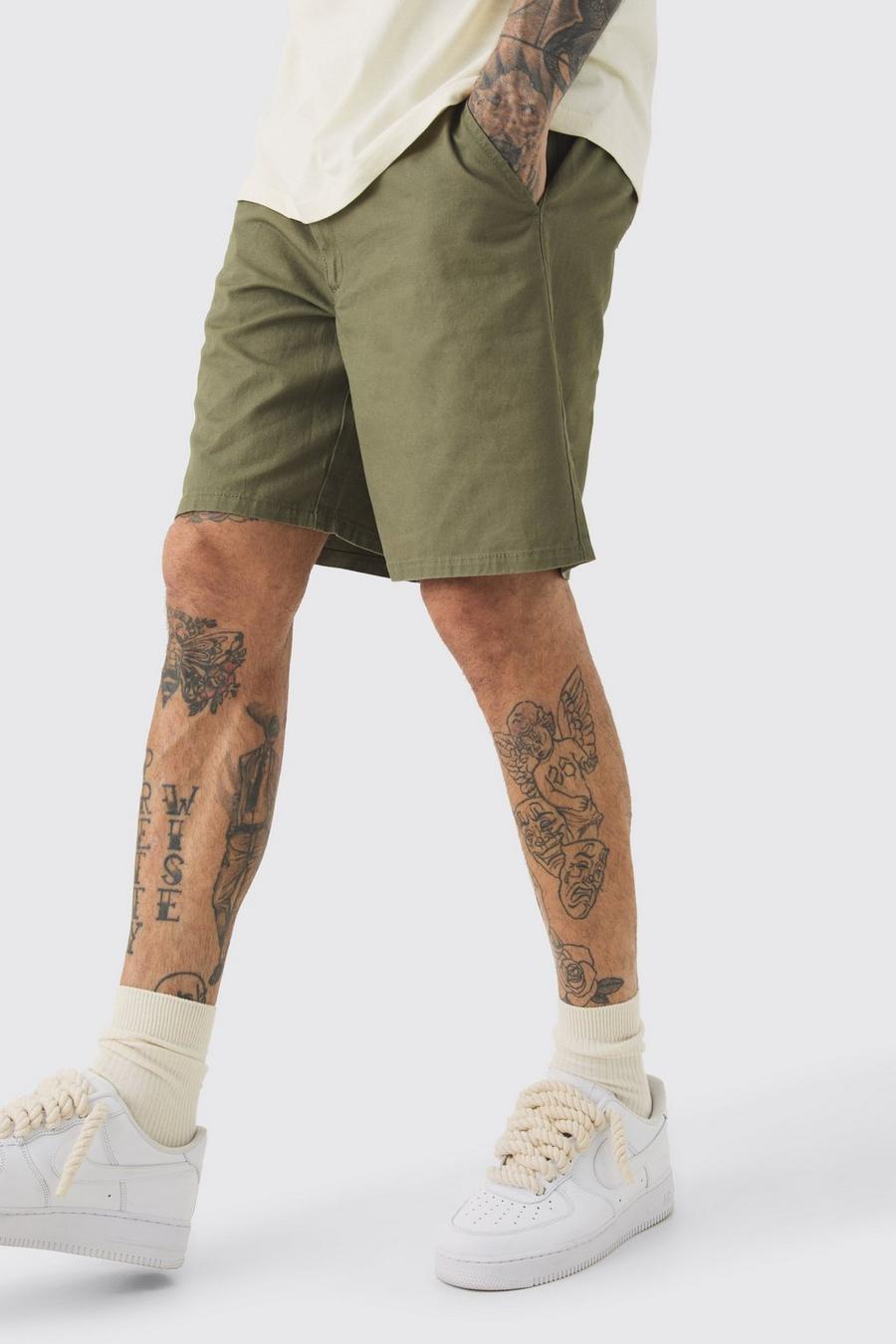 Tall Fixed Waist Khaki Relaxed Fit Shorts image number 1