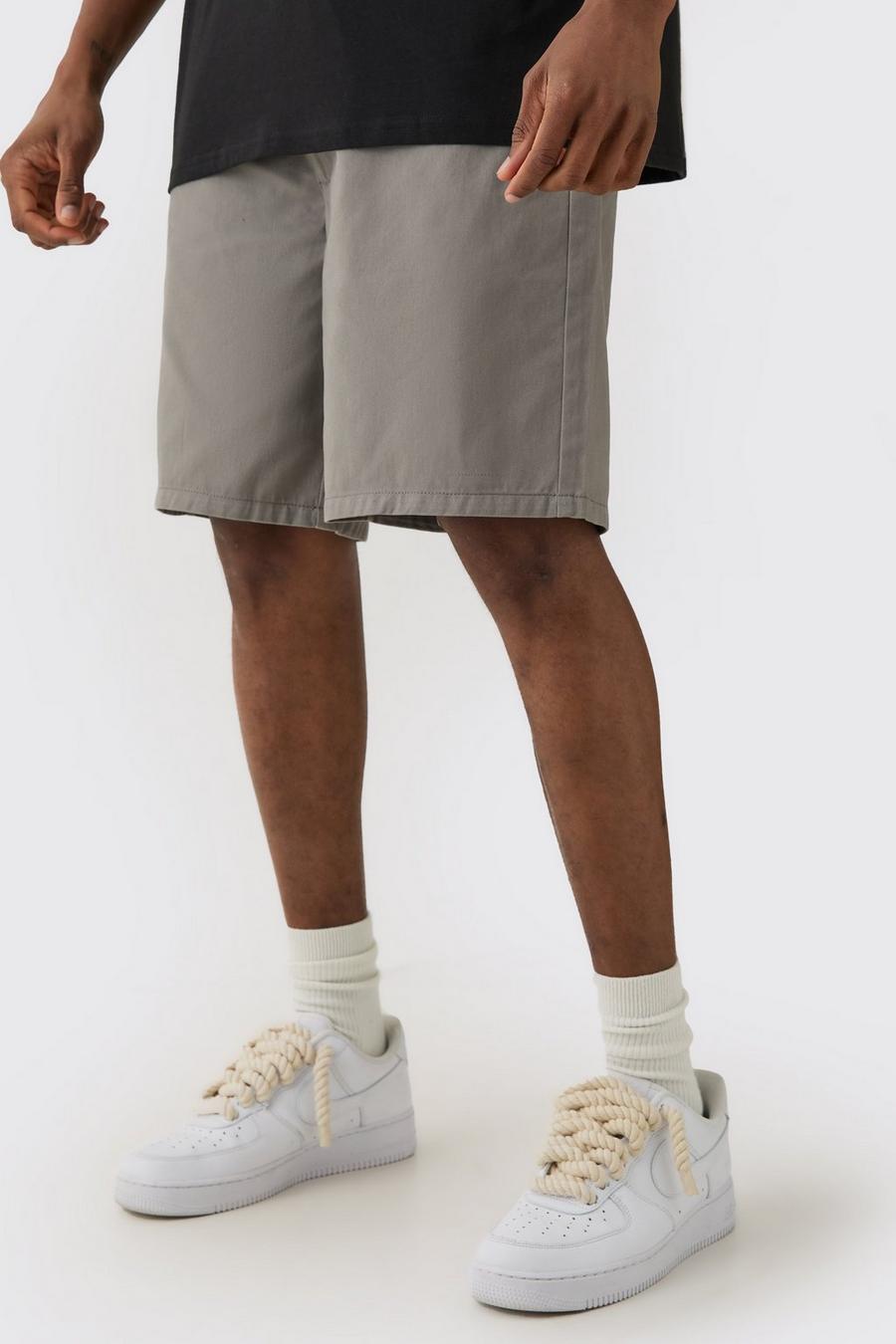 Tall Fixed Waist Grey Relaxed Fit Short Shorts image number 1