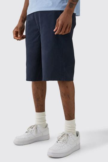 Tall Marineblauwe Baggy Shorts Met Tailleband navy