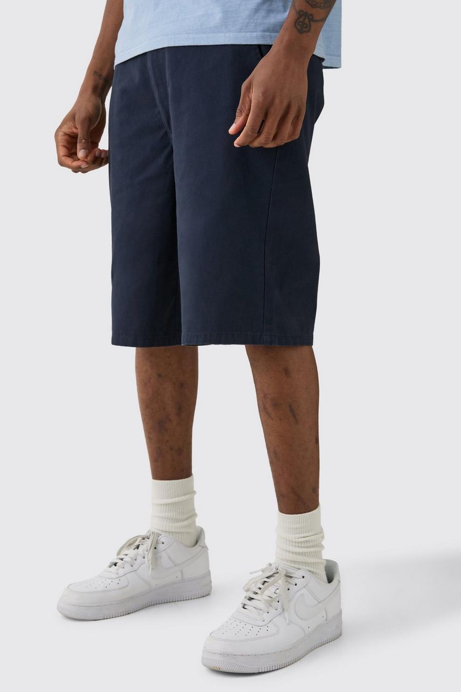 Tall Fixed Waist Navy Relaxed Fit Shorts image number 1