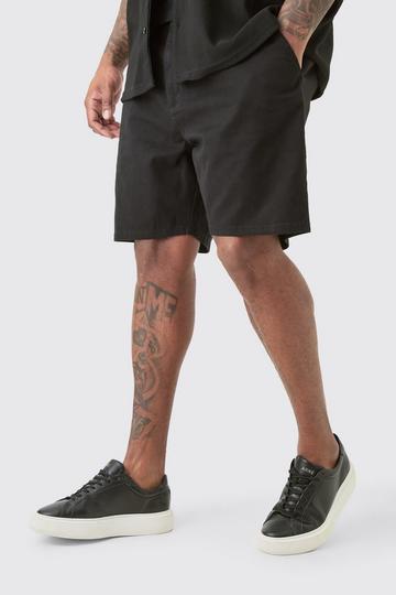 Plus Fixed Waist Black Slim Fit Chino Shorts black