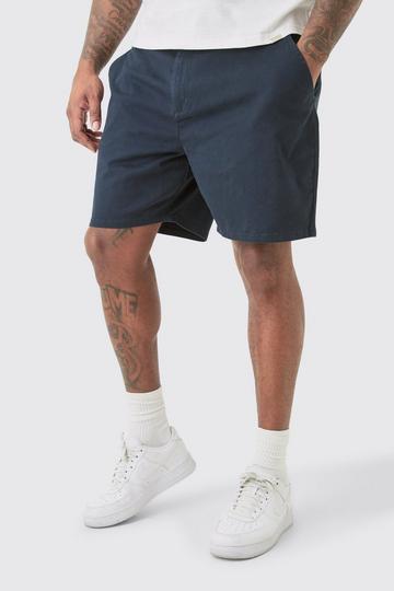 Plus Fixed Waist Navy Slim Fit Chino Shorts navy