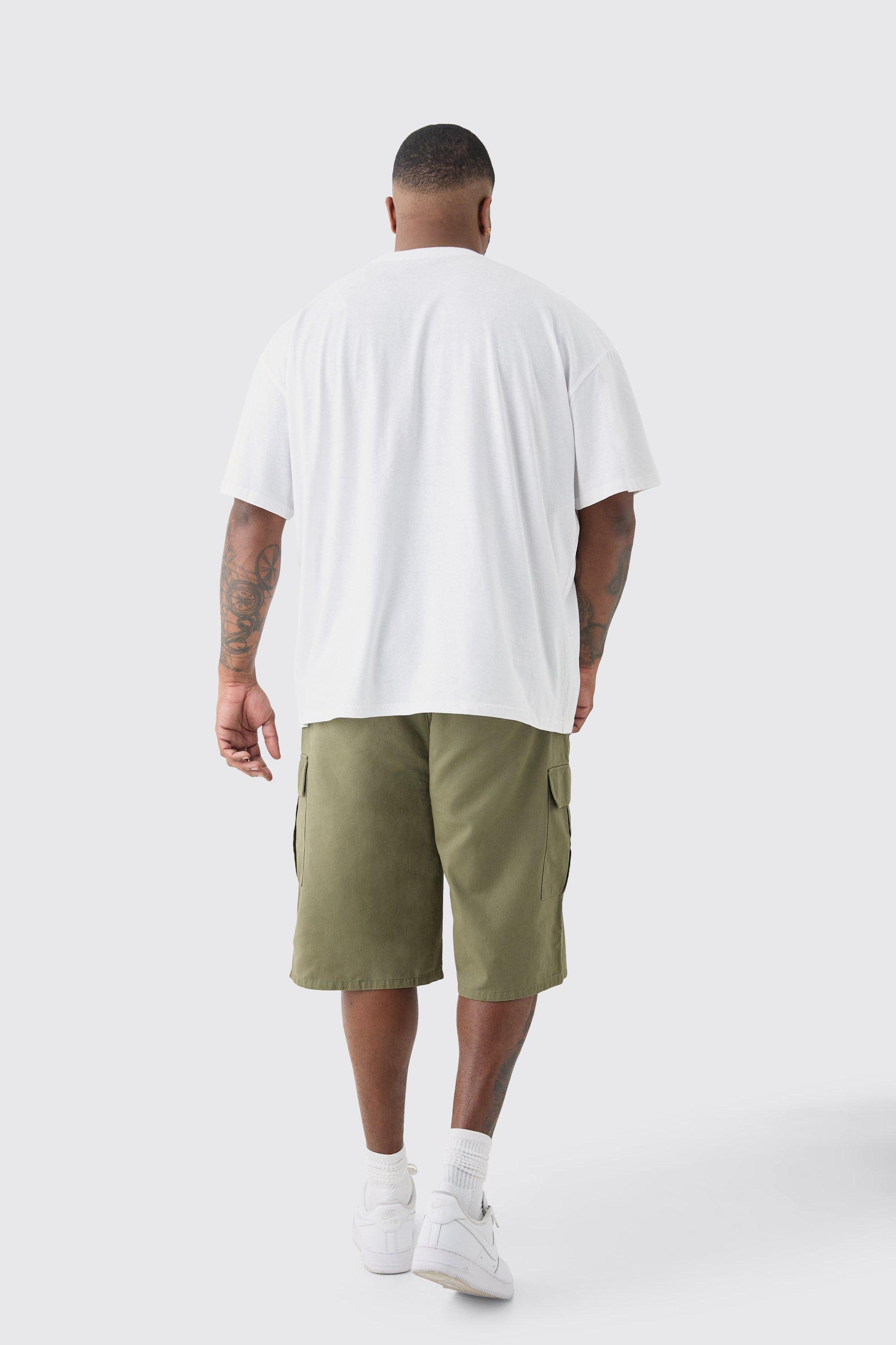 Plus Elasticated Waist Relaxed Fit Cargo Longline Shorts Plus Elasticated Waist Relaxed Fit Cargo Longline Shorts