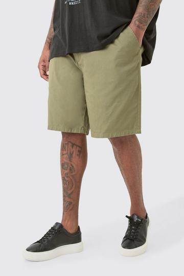 Plus Fixed Waist Khaki Relaxed Fit Shorts khaki