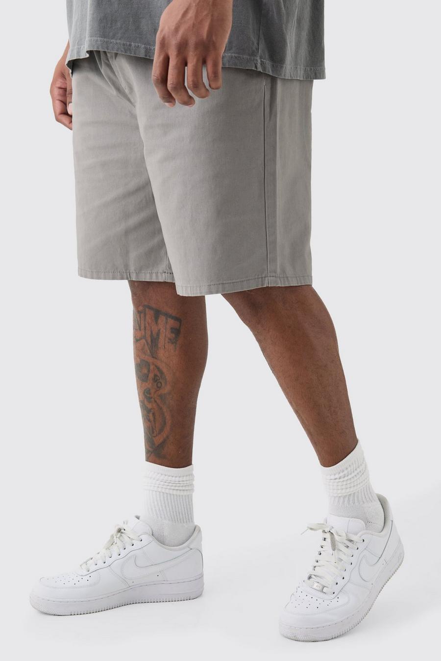 Plus Elasticated Waist Grey Relaxed Fit Shorts image number 1