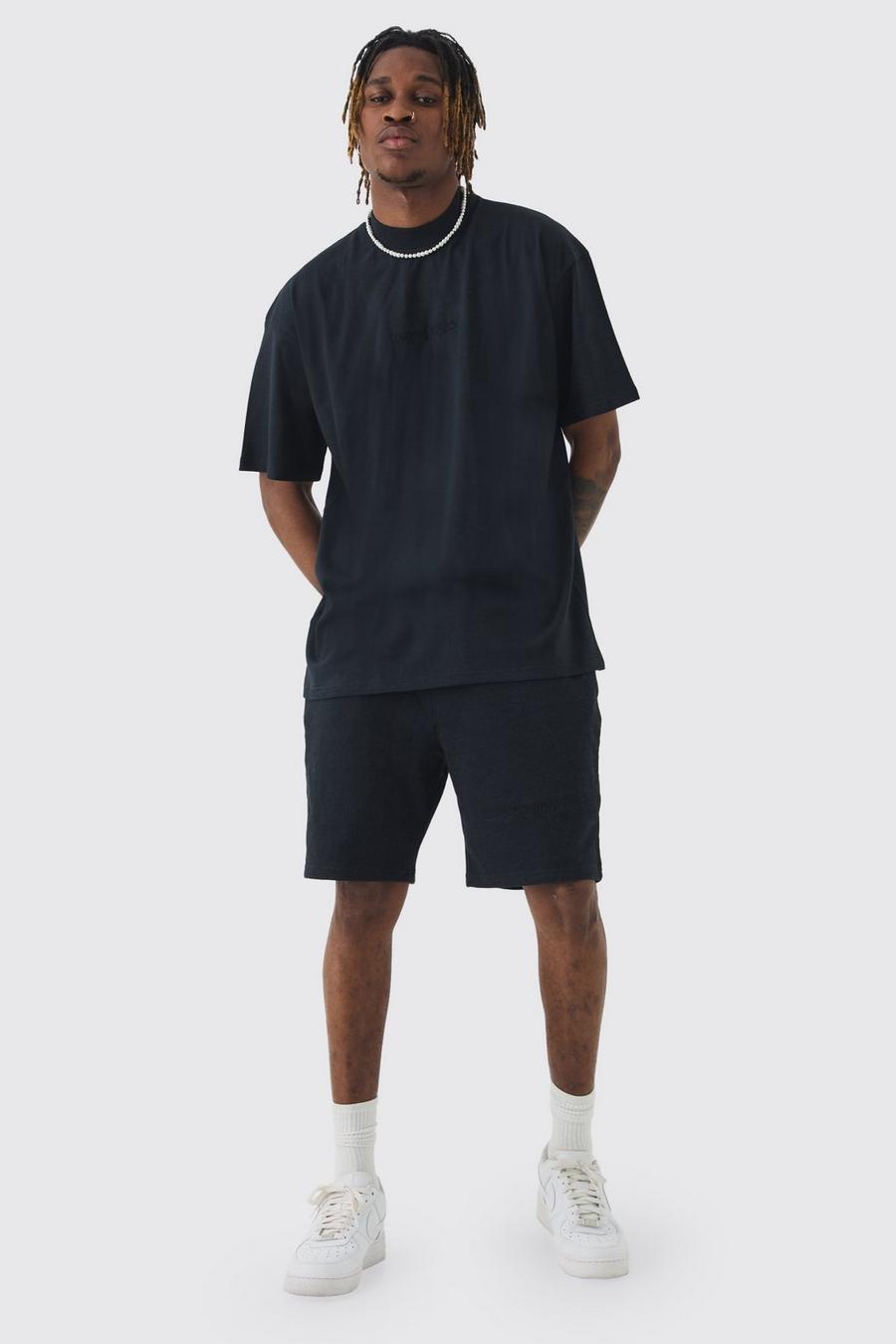 Conjunto Tall de pantalón corto y camiseta oversize con bordado Limited Edition, Washed black