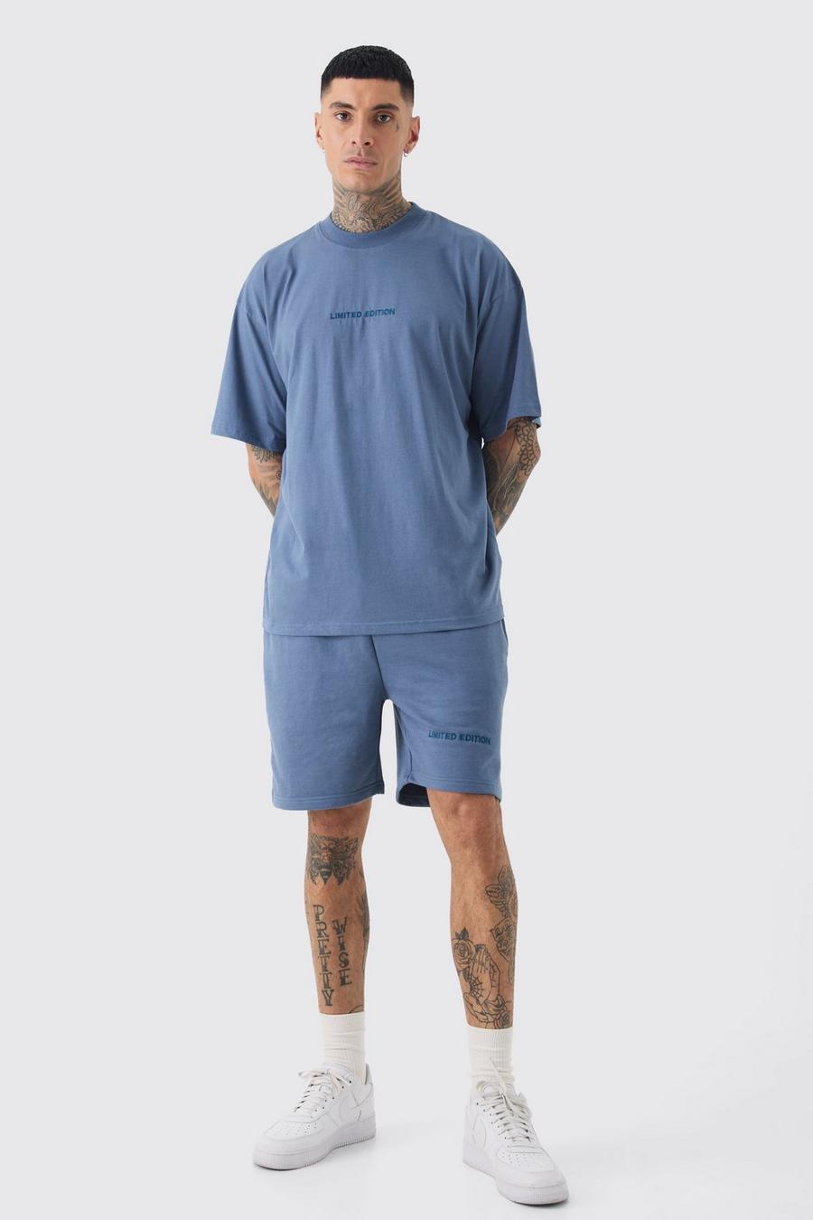 Petrol Tall Limited Edition Embroidered Oversized T-shirt & Short Set image number 1