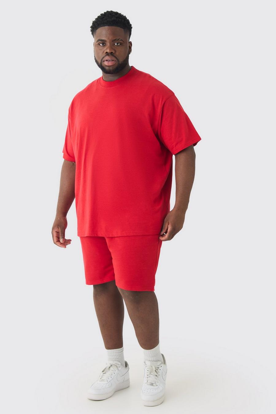 Grande taille - Ensemble oversize avec t-shirt et short, Red