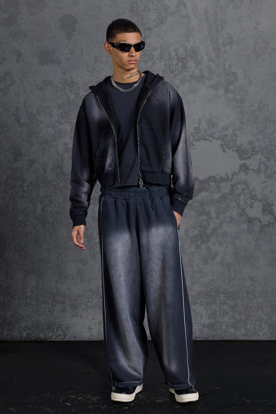 Charcoal Gunna Wide Leg Joggers with Mock Boxer Waistband