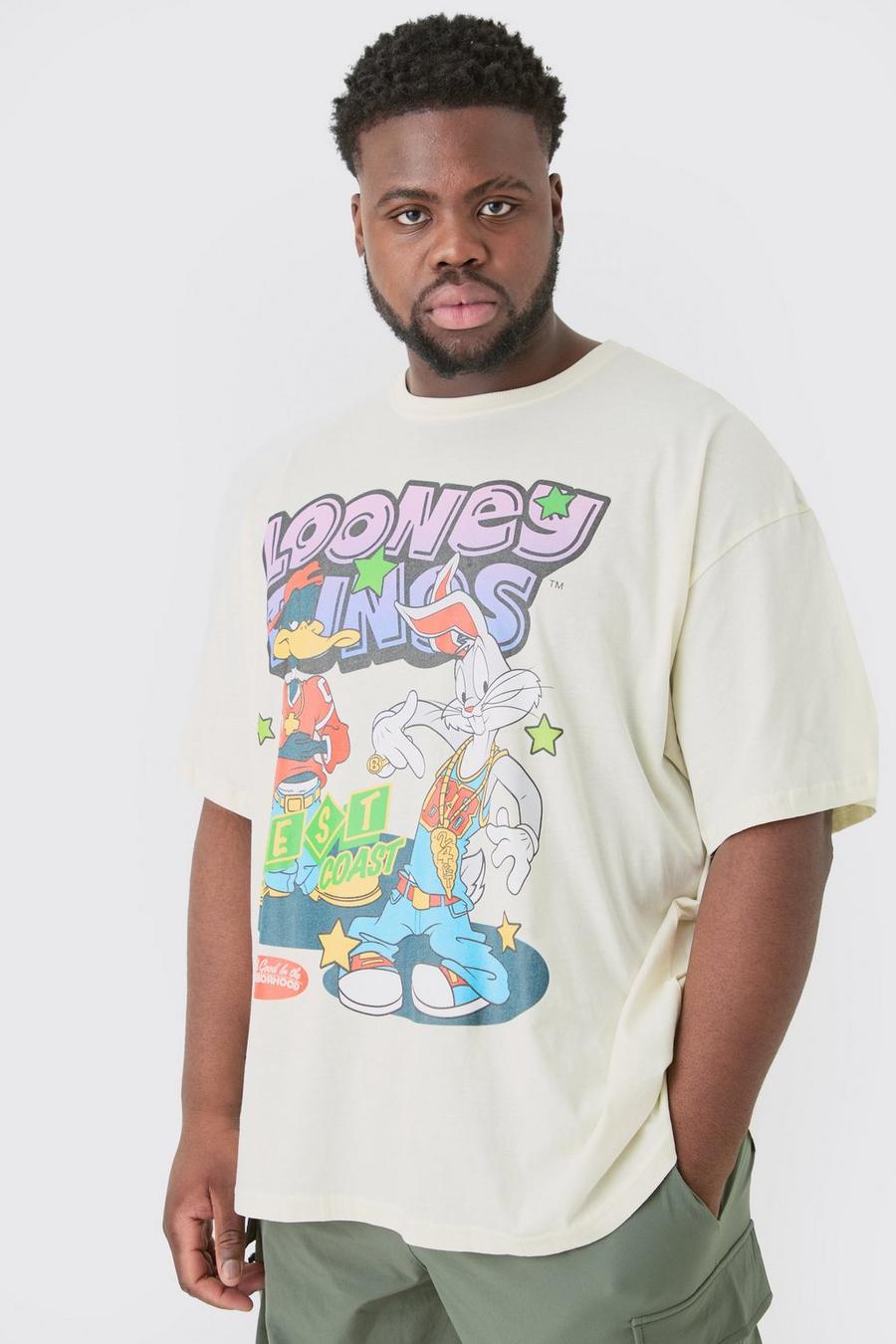 Grande taille - T-shirt oversize à imprimé Looney Tunes, Ecru image number 1