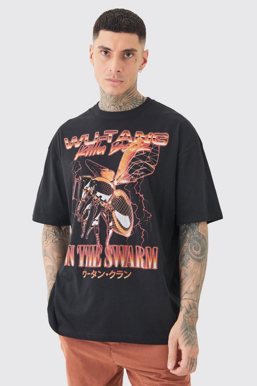 Black Tall Oversized Zwart Gelicenseerd Wu Tang T-Shirt image number 1