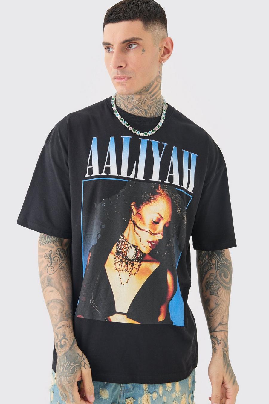 T-shirt Tall ufficiale Aaliyah nera, Black