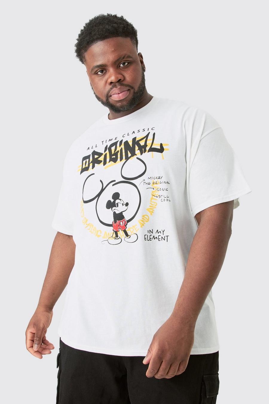 Plus Oversize T-Shirt mit lizenziertem Mickey Mouse Print, White