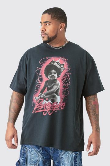 Plus Oversized Gelicenseerd Biggie T-Shirt Zwart black