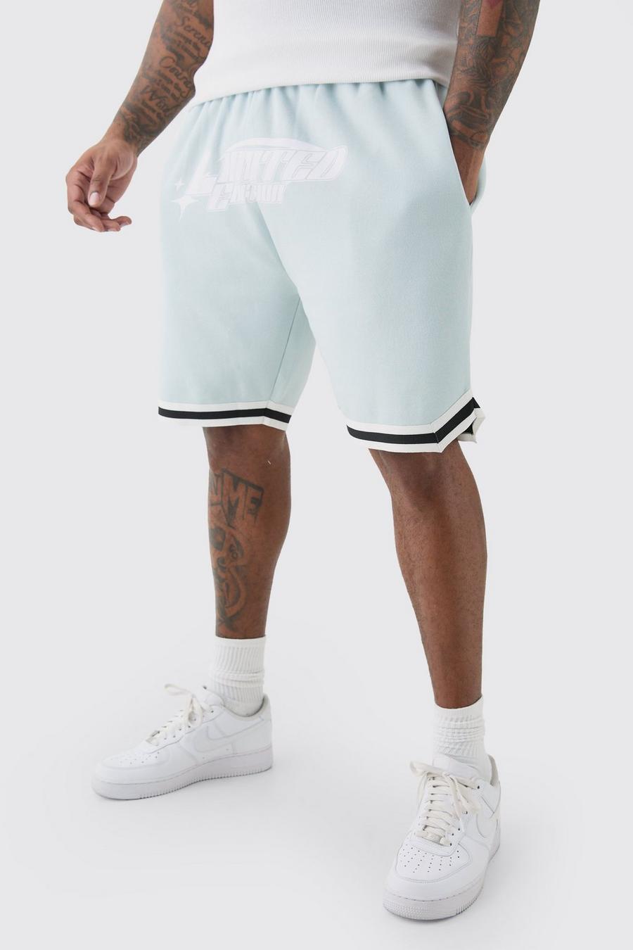 Plus Loose Fit Limited Basketball Short In Light Blue