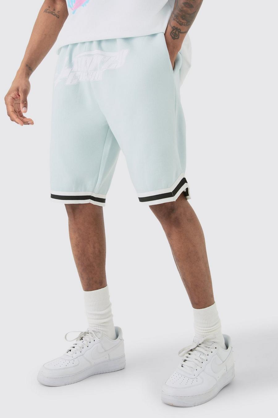Tall lockere Limited Edition Basketball-Shorts in Hellblau, Light blue
