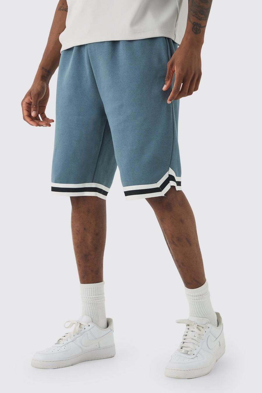 Tall Loose Fit Mid Length Basketball Short In Slate