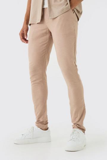 Fixed Waist Skinny Linen Pants taupe