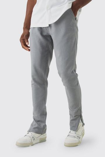 Grey Fixed Waist Skinny Linen Pants