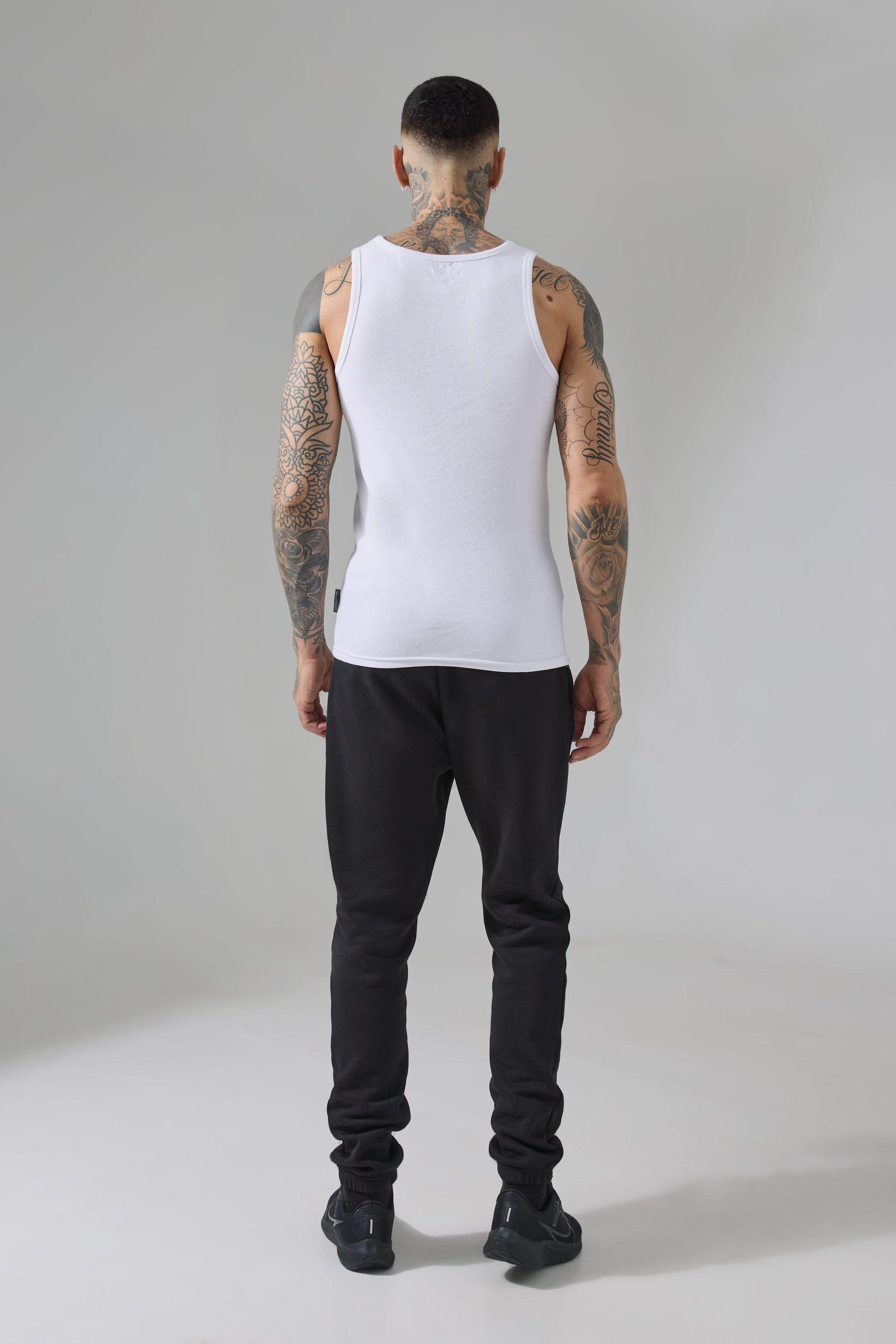 Tall Man Active Gym Muscle Fit Ribbed Vest boohoo