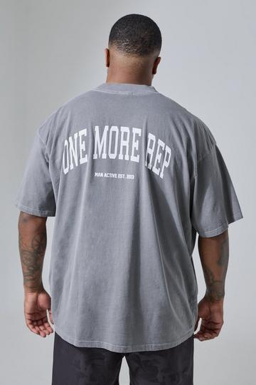 Plus Man Active Gym Oversized Overdyed Rep T-shirt charcoal