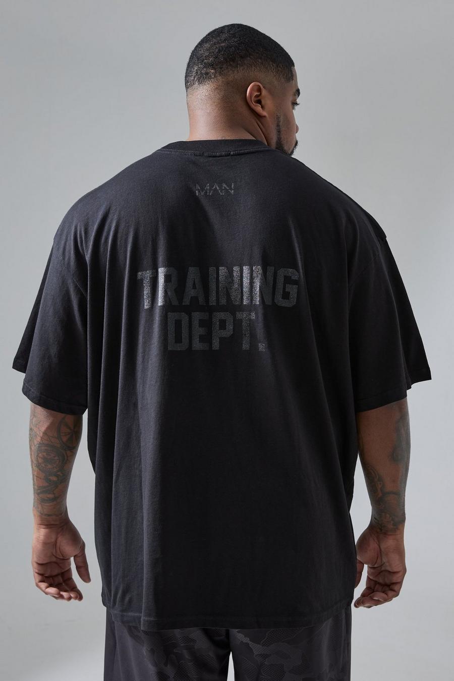Black Plus Oversized Active Training Dept T-Shirt image number 1