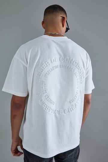 Oversized Extended Neck Circle Embossed T-shirt ecru