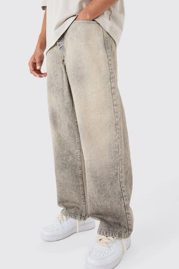 Ecru White Baggy Rigid Tinted Washed Denim Jeans