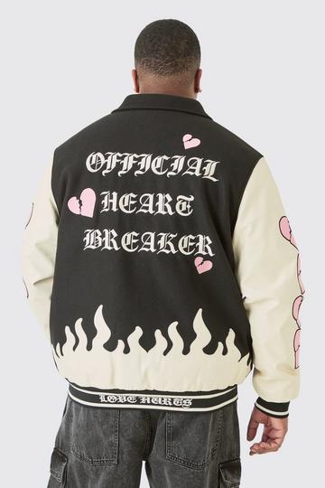 Plus Heart Breaker Badge PU Sleeve Bomber black