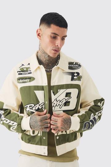 Sage Green Tall Boxy Twill Homme Moto Bomber